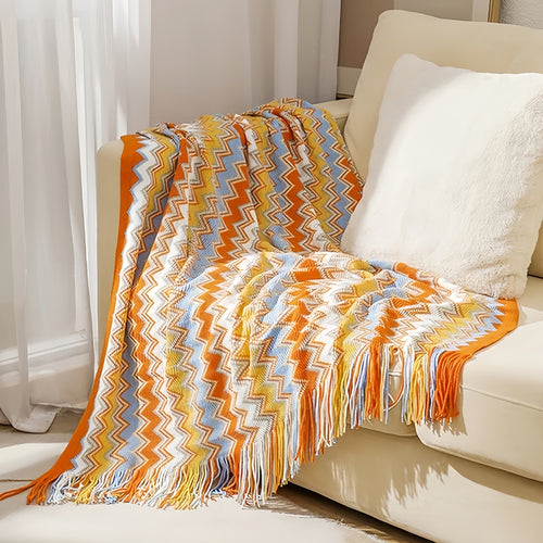 Boho Plaid Blanket & Corner Sofa Cover - Home, Hotel, Travel, Picnic E - sparkledecor.com