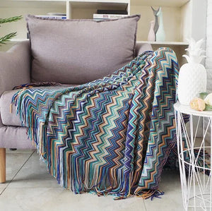 Boho Plaid Blanket & Corner Sofa Cover - Home, Hotel, Travel, Picnic E - sparkledecor.com