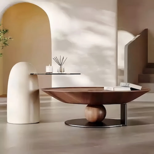 Elegant Walnut Wood Coffee Table Set – A Blend of Modern Minimalism an - sparkledecor.com