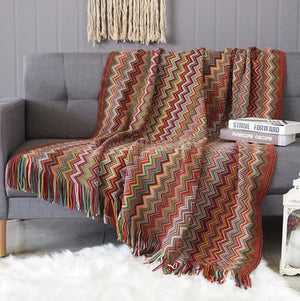 Boho Plaid Blanket & Corner Sofa Cover - Home, Hotel, Travel, Picnic E - sparkledecor.com