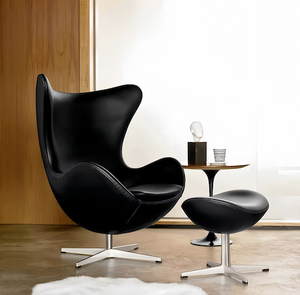 Egg Chair with ottoman in leather - sparkledecor.com