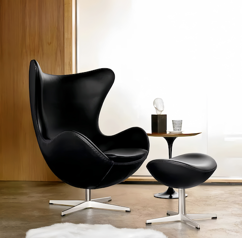 Egg Chair with ottoman in leather - sparkledecor.com
