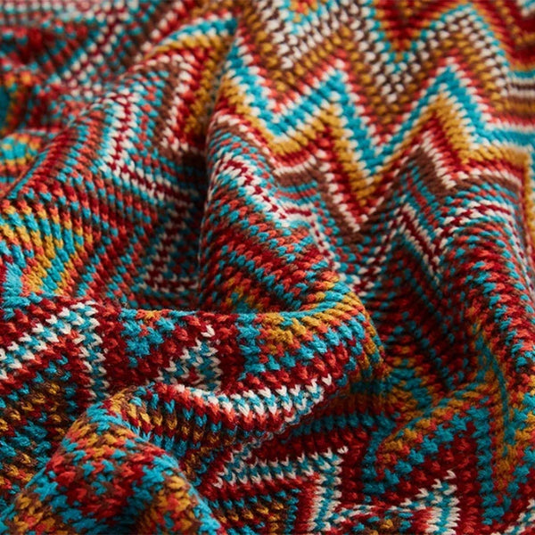 Boho Plaid Blanket & Corner Sofa Cover - Home, Hotel, Travel, Picnic E - sparkledecor.com