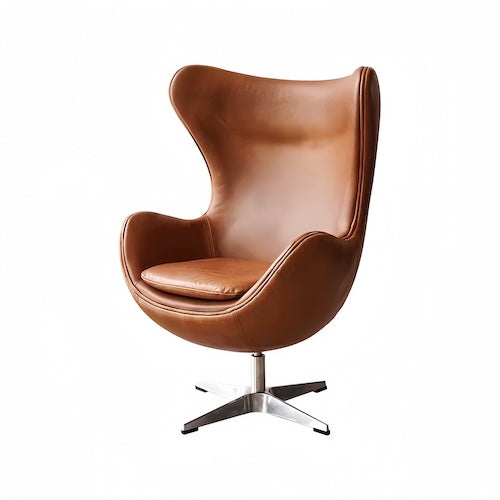 Egg Chair with stool in leather - sparkledecor.com