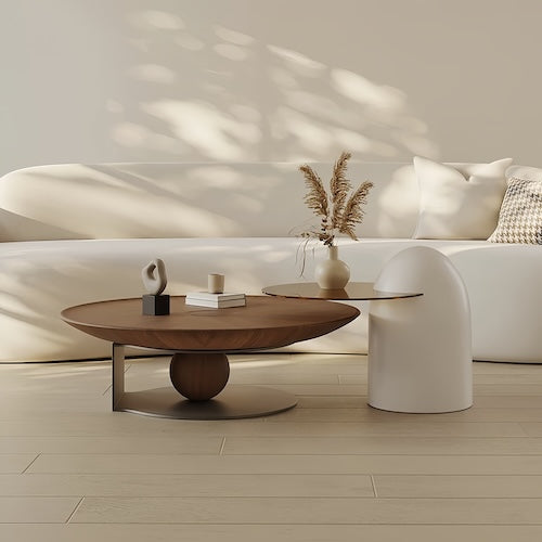 Elegant Walnut Wood Coffee Table Set – A Blend of Modern Minimalism an - sparkledecor.com