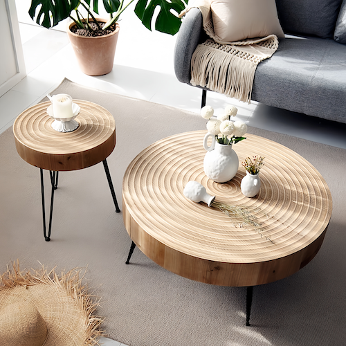 Round Pine Wood Coffee Table for Sale – Minimalist Design for Modern L - sparkledecor.com