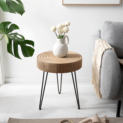 Round Pine Wood Coffee Table for Sale – Minimalist Design for Modern L - sparkledecor.com
