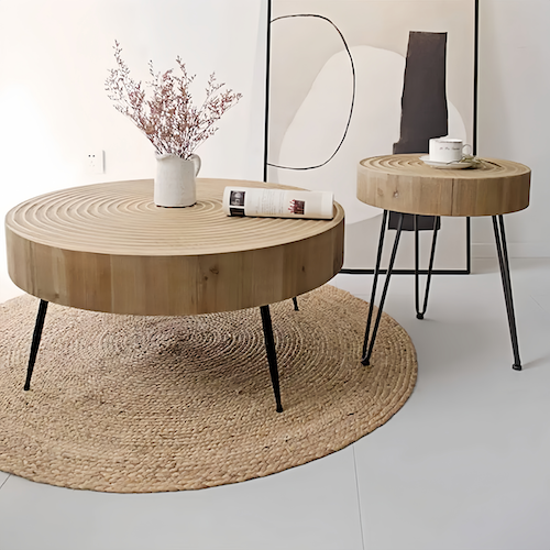 Round Pine Wood Coffee Table for Sale – Minimalist Design for Modern L - sparkle-decor.com